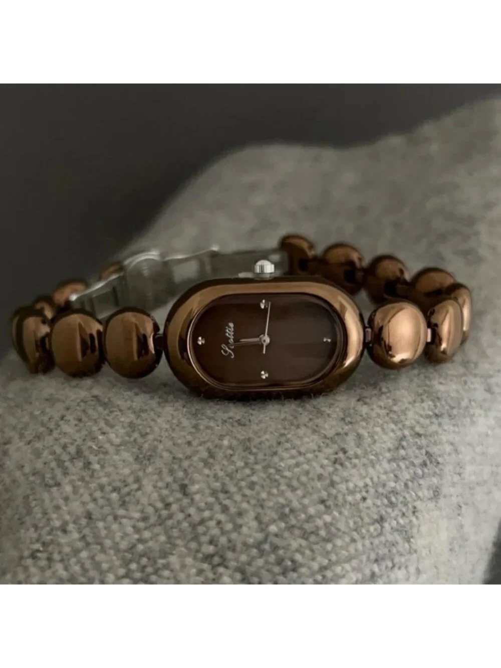 Petite Dainty Beaded Bracelet Watch - Oval Analog Quartz Timepiece for Women
